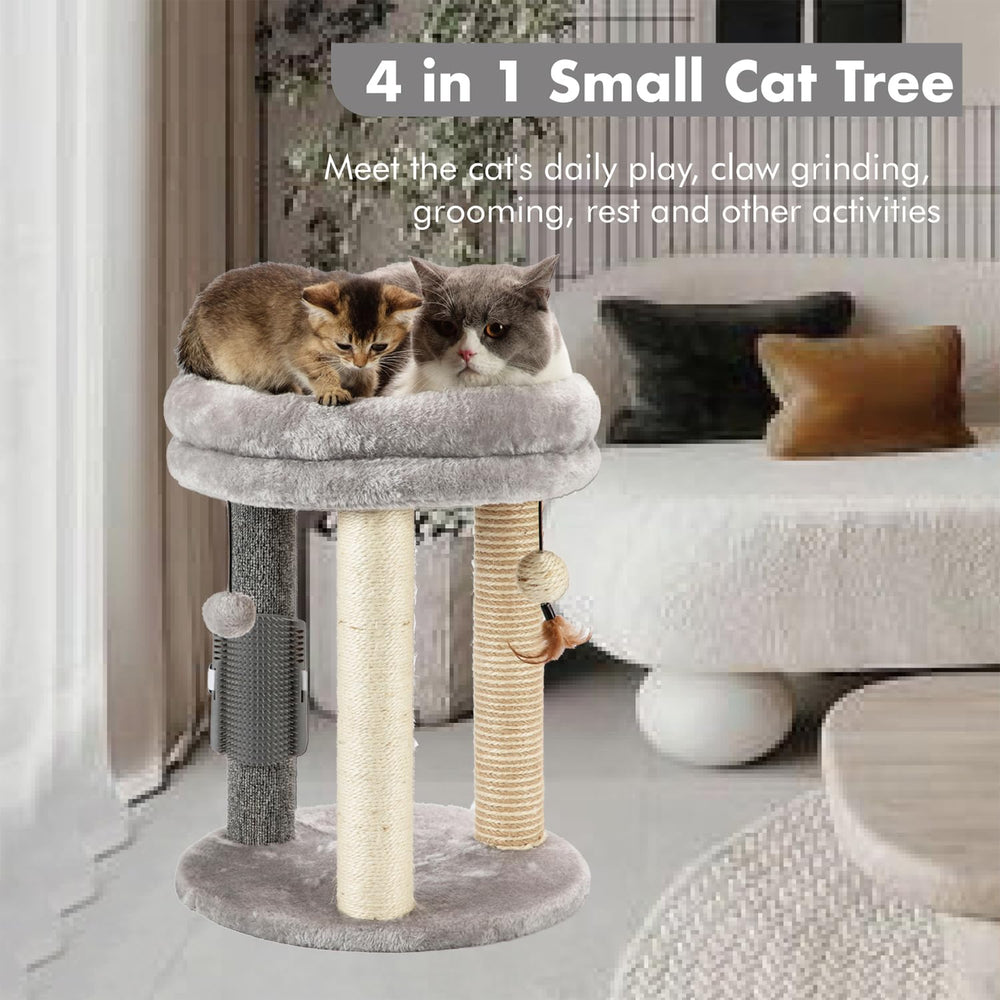 MECOOL cat tree with sisal posts satisfies scratching instincts while protecting furniture.