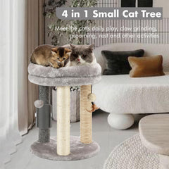 MECOOL cat tree with sisal posts satisfies scratching instincts while protecting furniture.