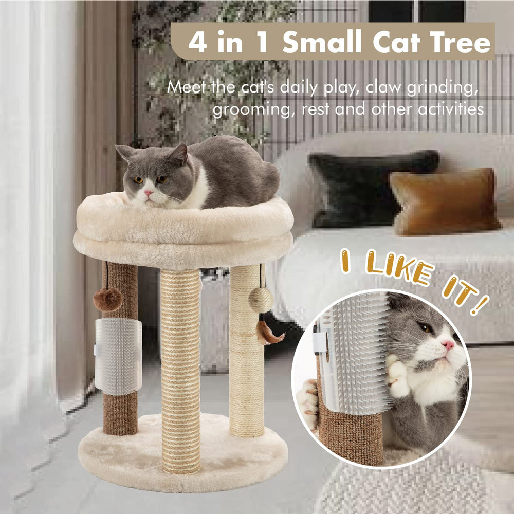 MECOOL cat tree with soft bed tower for cozy lounging.