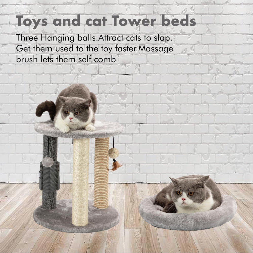 Triangular three-pillar design provides solid stability for MECOOL 4-in-1 cat tree.