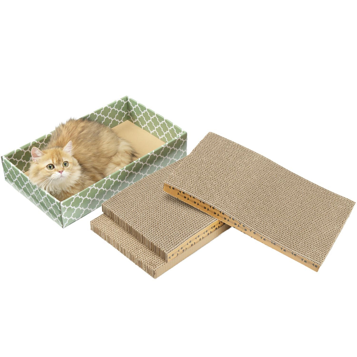 MECOOL Cat Scratching Board main display shows durable scratching and lounge use.