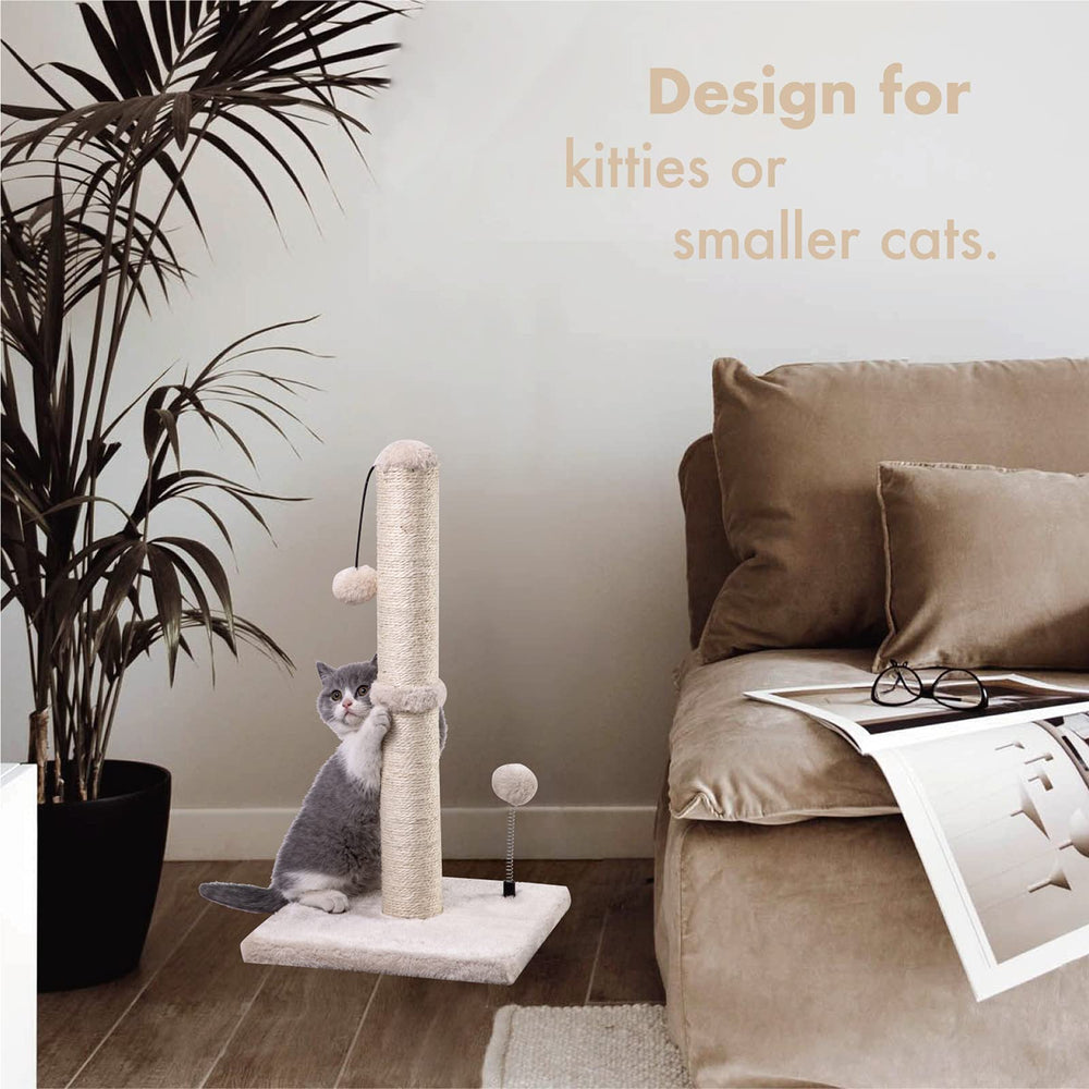 MECOOL indoor-use post illustration, helps protect furniture from claws.