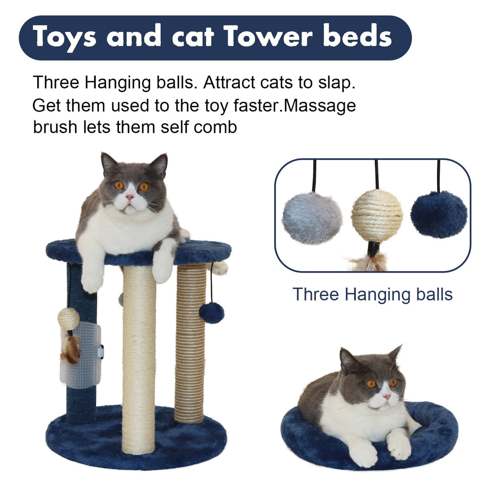Three hanging balls attract cats to bat and play