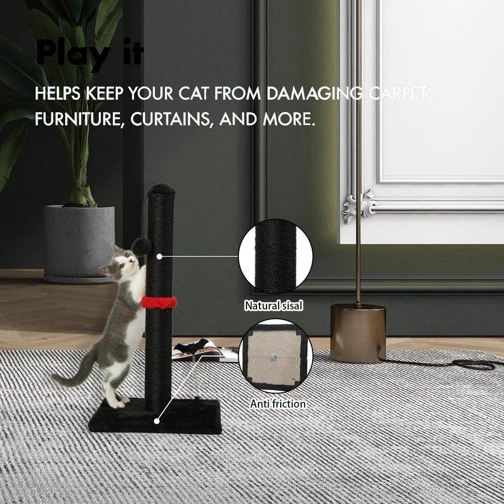 MECOOL cat scratching post base provides stable, tip-resistant standing on floors.