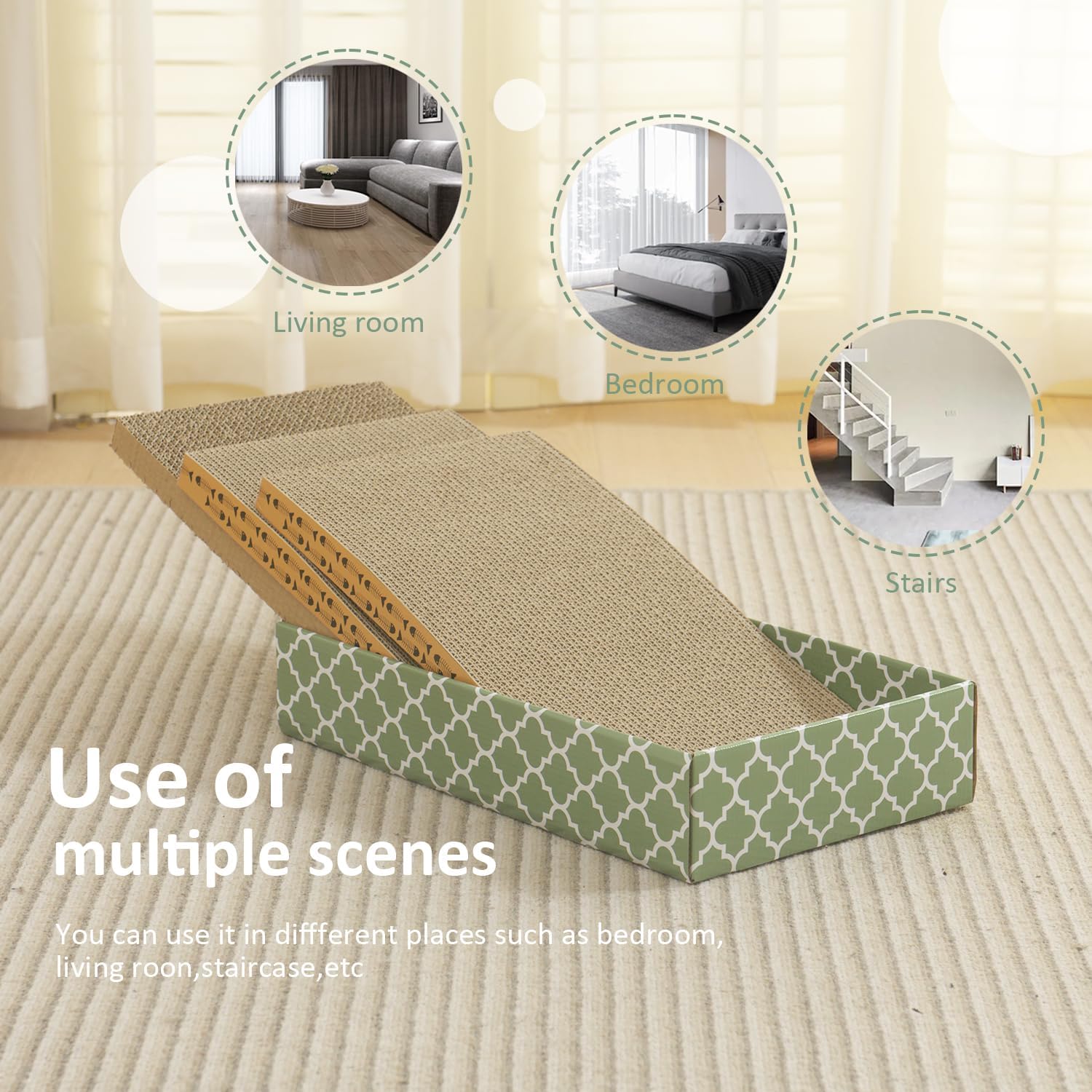 MECOOL Compact design fits small spaces while inviting cats to scratch.