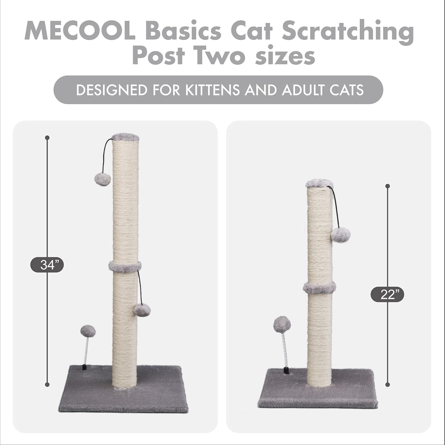 MECOOL kitten-friendly 22-inch post fits small cats comfortably