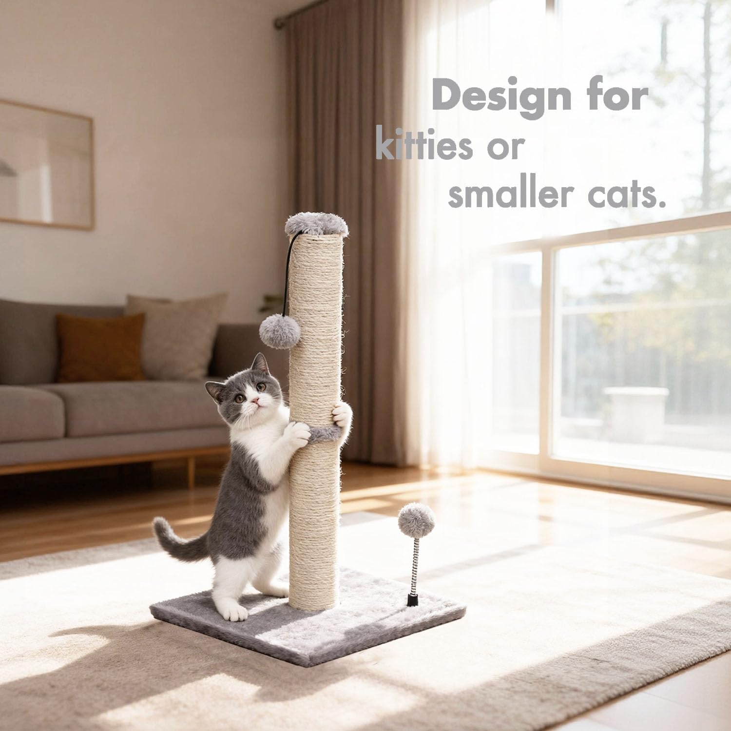 Close-up of natural sisal rope pillar on MECOOL post
