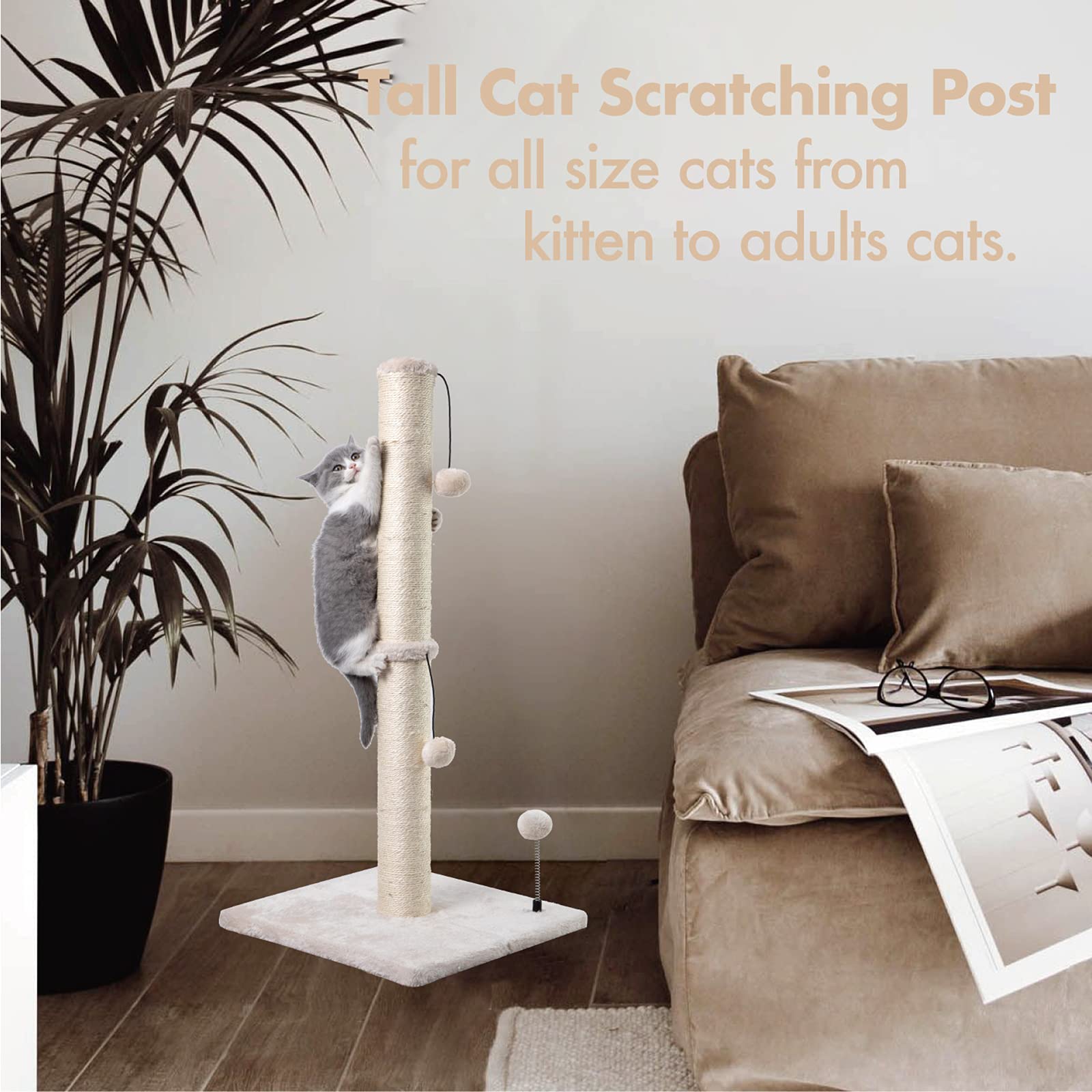 Neutral beige MECOOL cat tree blends with home décor.