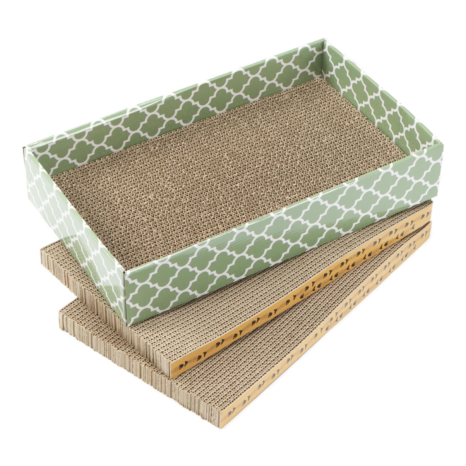 MECOOL Cat Scratching Board packaging and specs reveal a 3pc set.