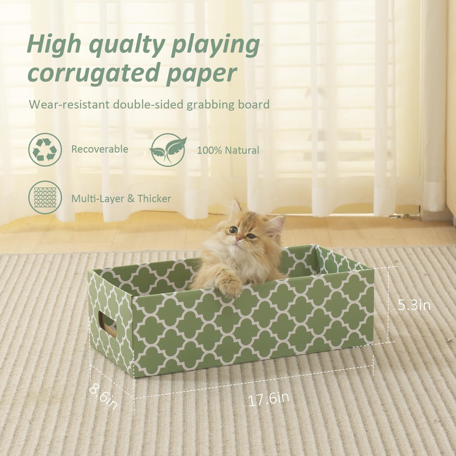 MECOOL Reversible Cardboard Surface extends scratch life for cats.