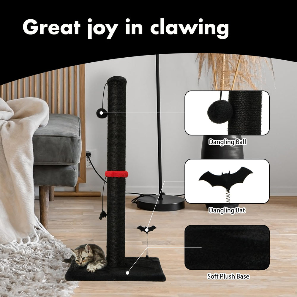 MECOOL sisal scratch post top with plush encourages interactive play.