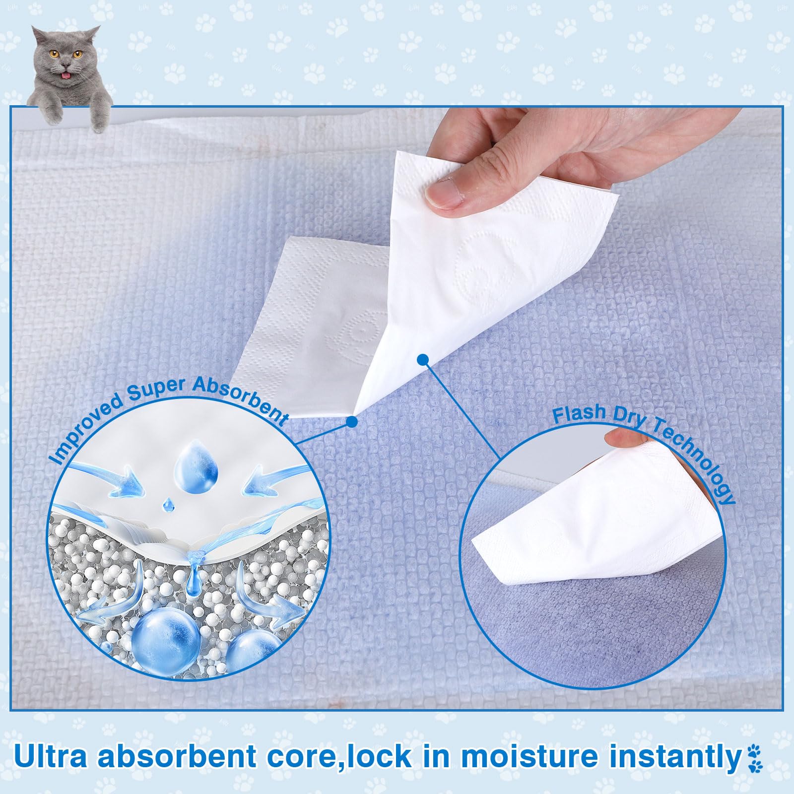 MED Cat Litter Pads thickened to form gel urine and extend usage for busy households.