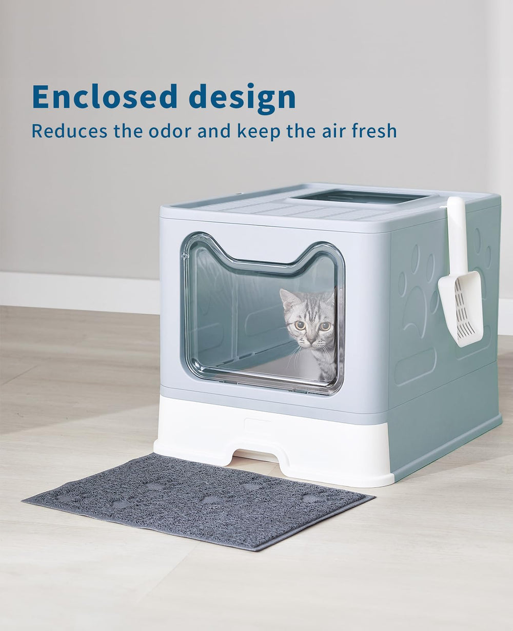 Medario cat litter box drawer blue facilitates quick cleaning