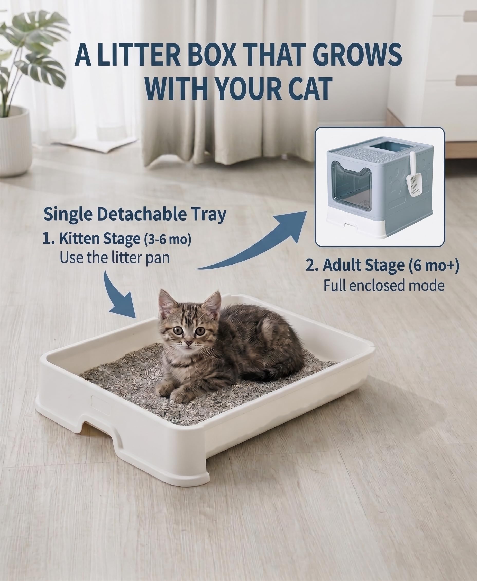 Medario cat litter box enclosed design blue offers privacy