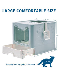 Medario cat litter box litter-mat blue catches spills