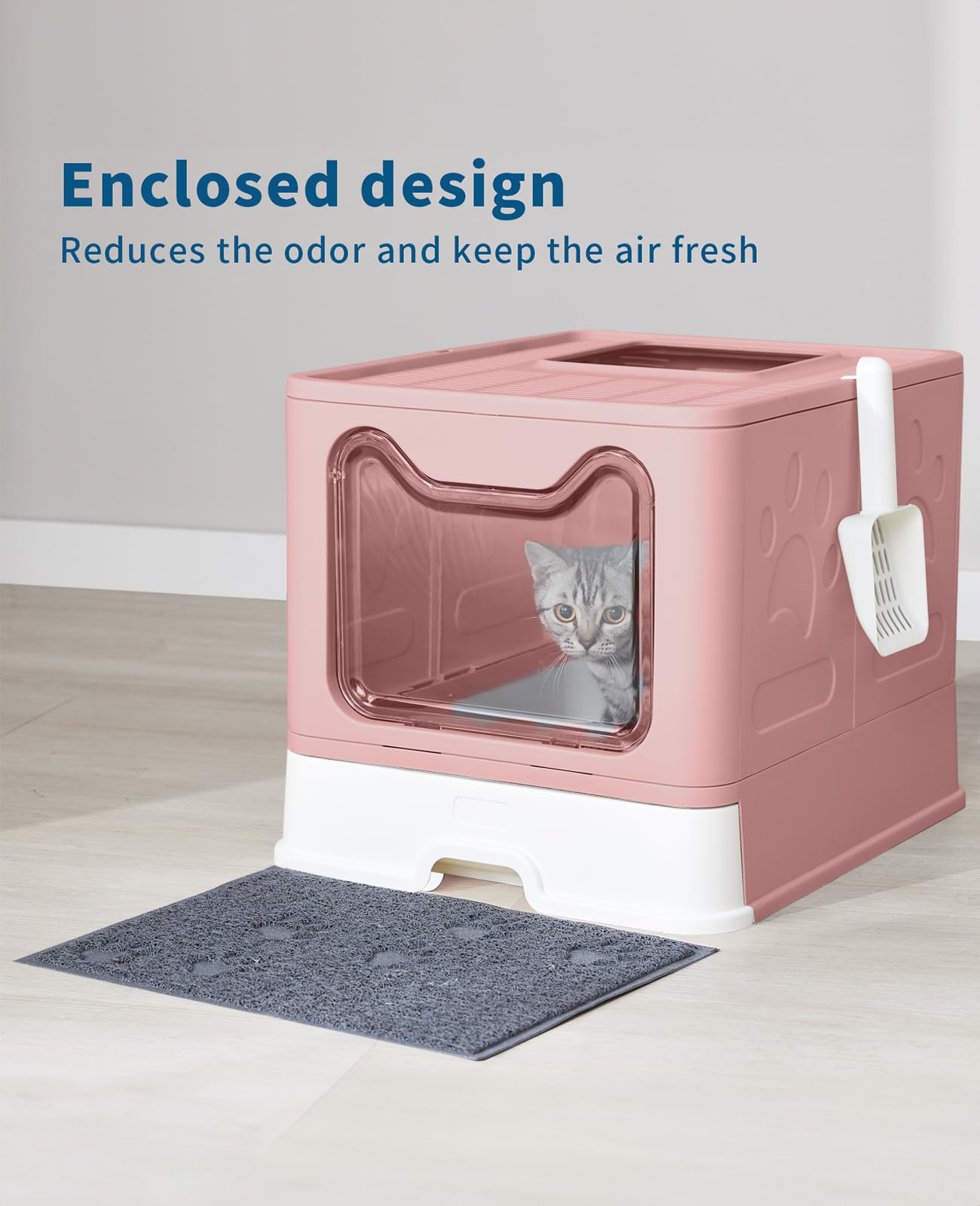 Medario 2-in-1 modular tray pink adapts from kitten training to privacy.