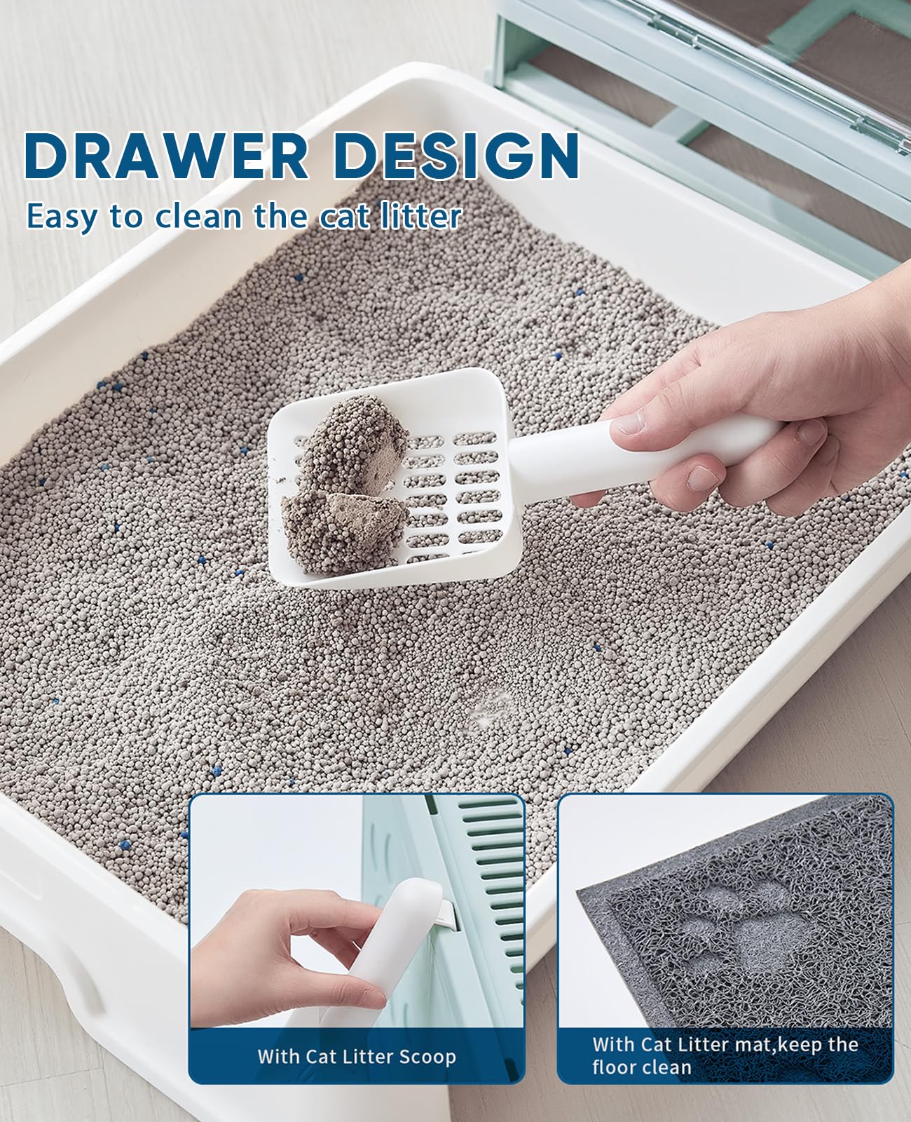 Medario cat litter box scoop blue for easy cleanup