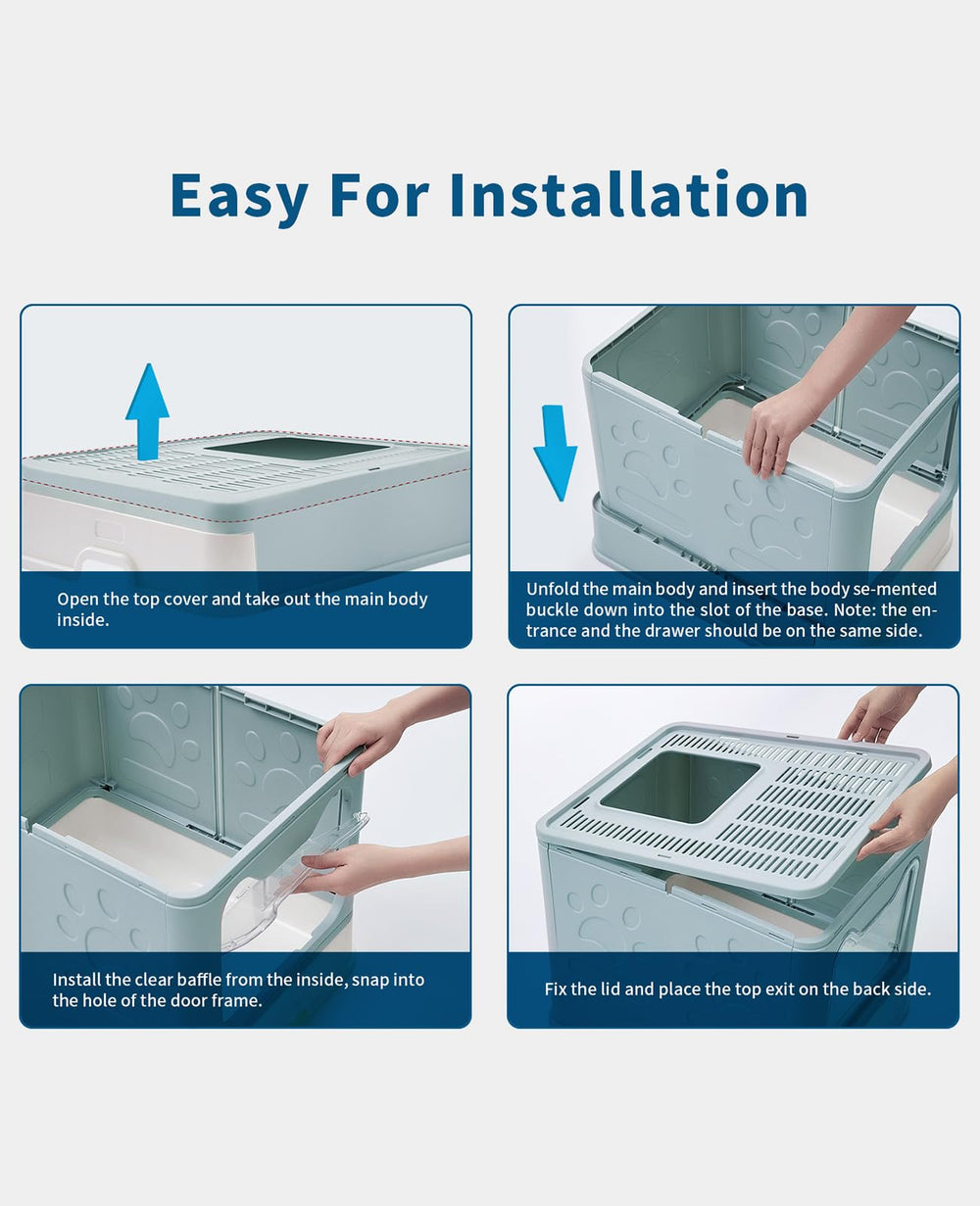Medario cat litter box spacious interior blue for comfortable cat moves