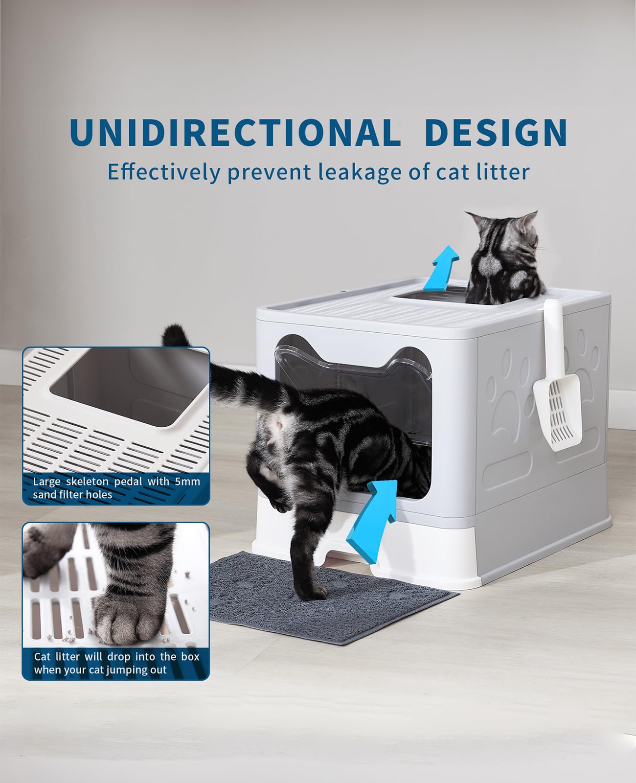 Medario cat litter box with top exit, easy for cats to use and exit