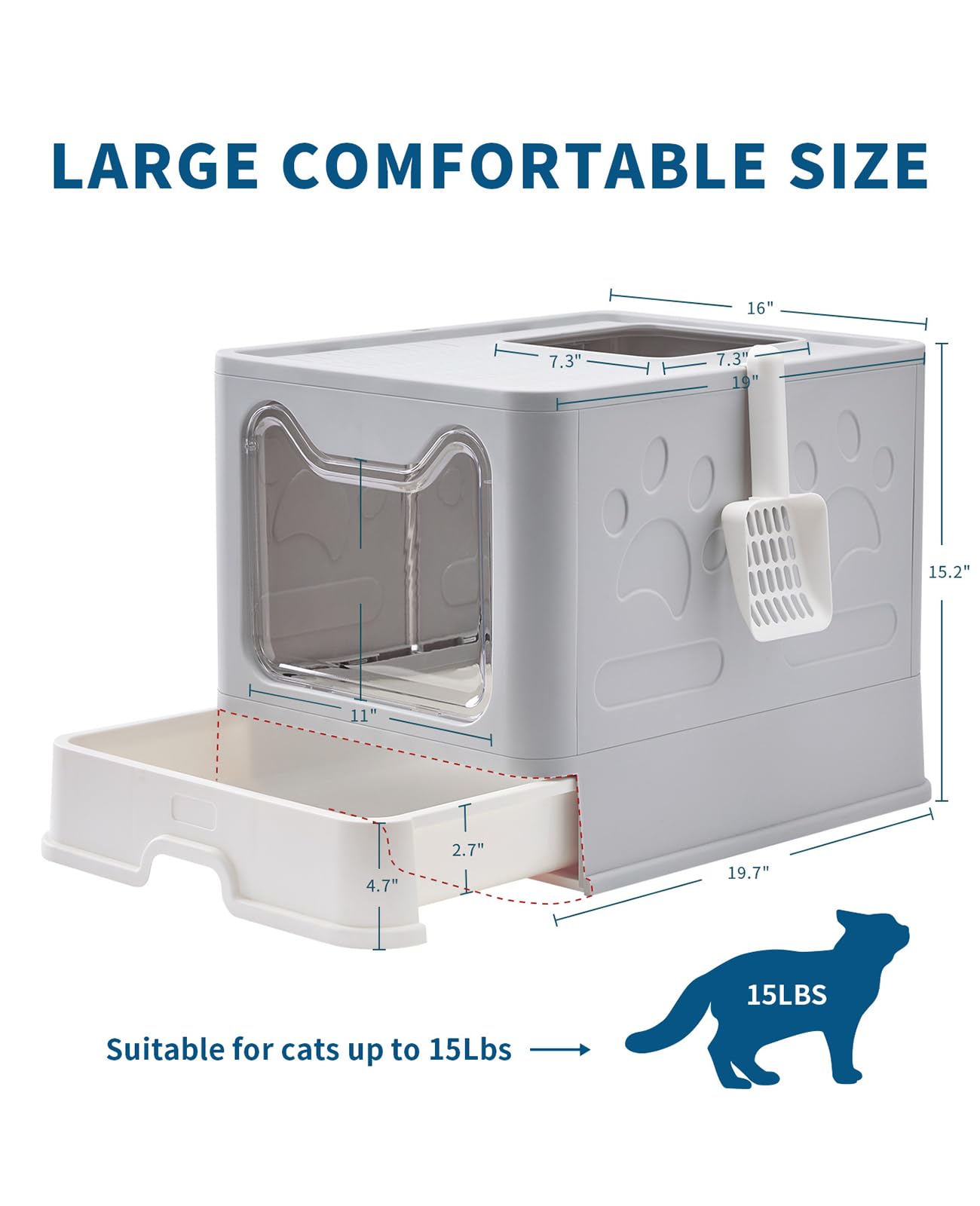 Medario pull-out drawer litter tray for quick cleaning
