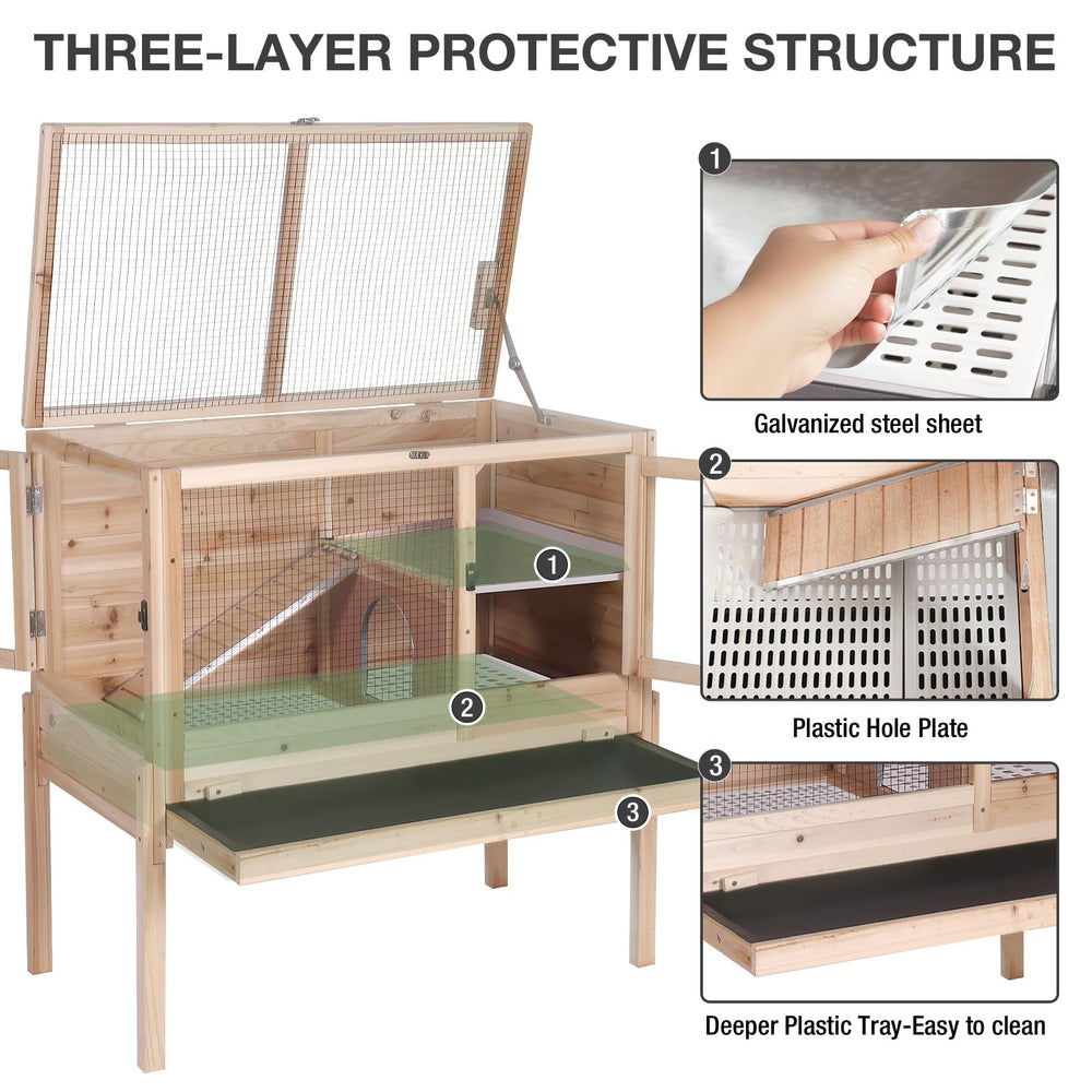 Close-up of chew-proof frame on MEDEHOO cage highlighting durable construction.