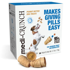 Medi-Crunch pill pouch with crunchy shell disguises meds for dogs.