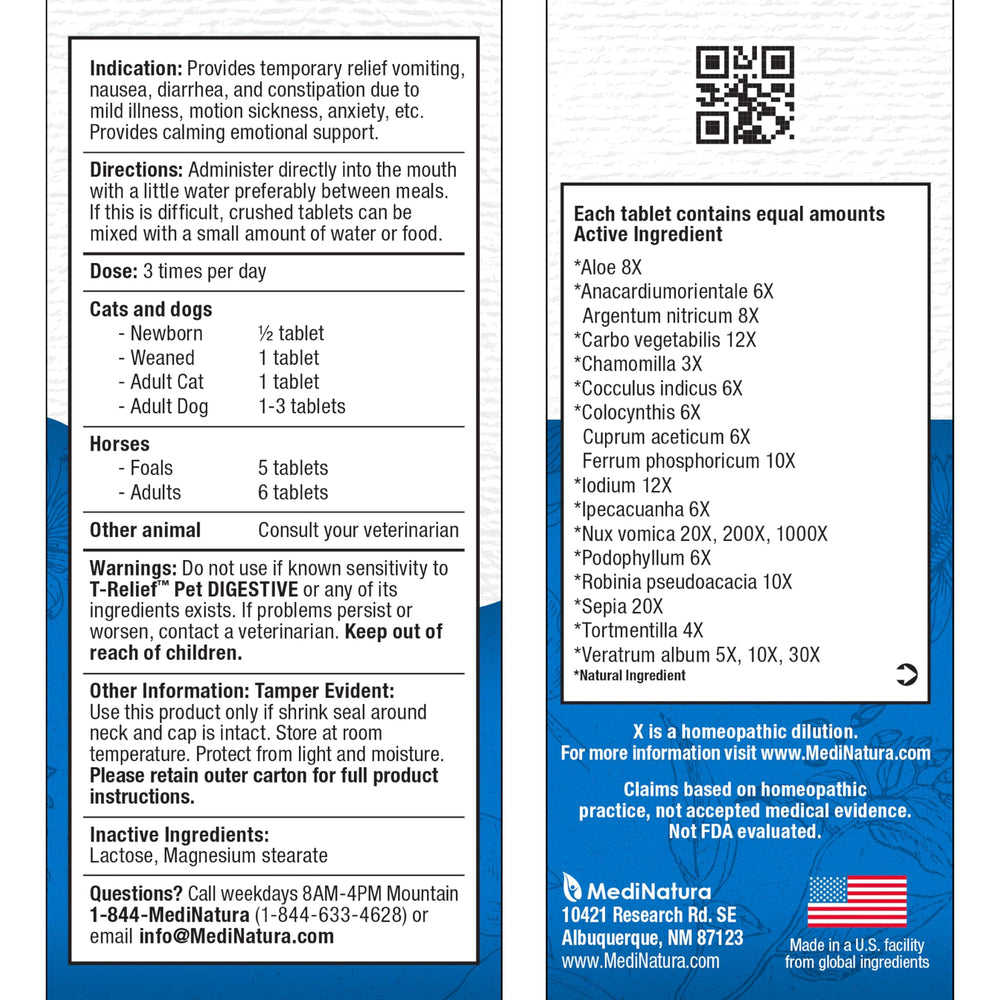 MediNatura T-Relief dissolvable tablets added to pet food.