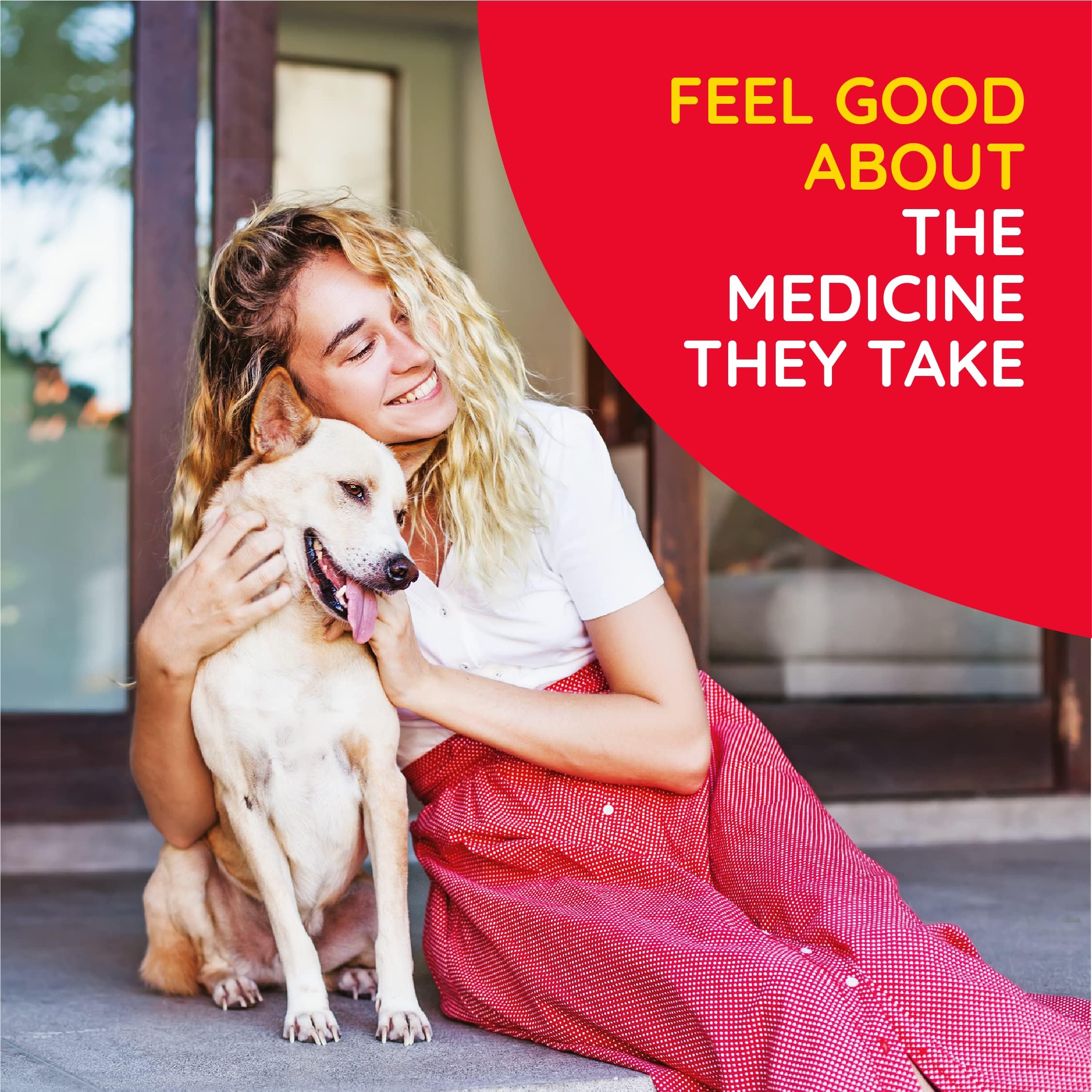 MediNatura T-Relief dissolving form demonstrates easy mixing with meals for pets.