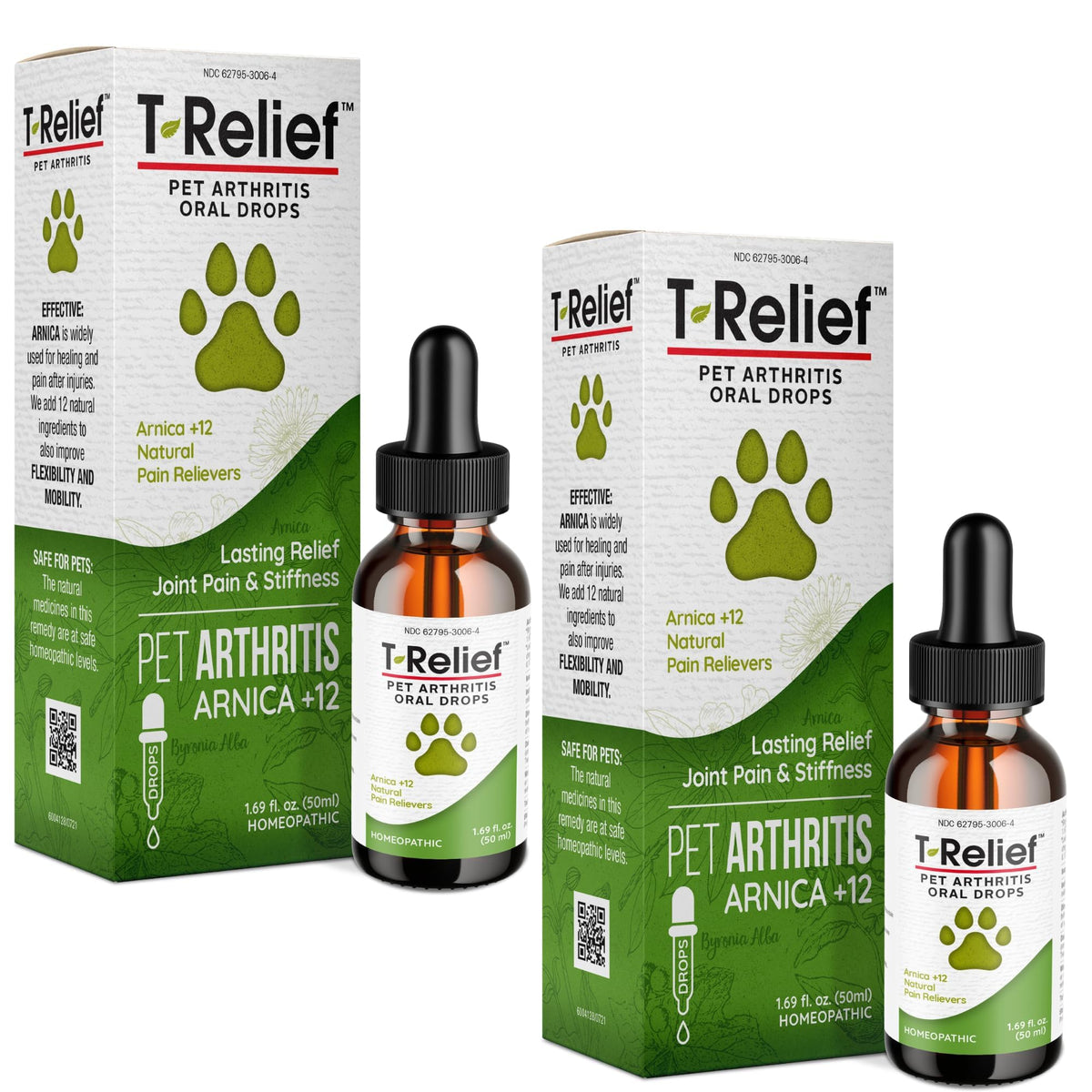 MediNatura T-Relief Drops bottle pour shows a natural option for pet joint comfort