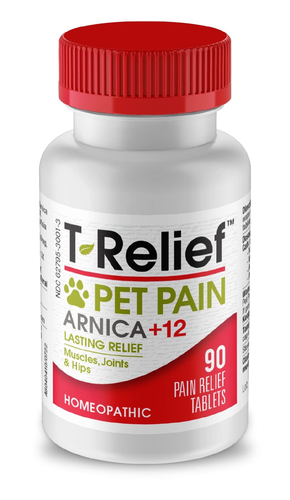MediNatura T-Relief pet tablets close-up showing natural pain support for dogs and cats.