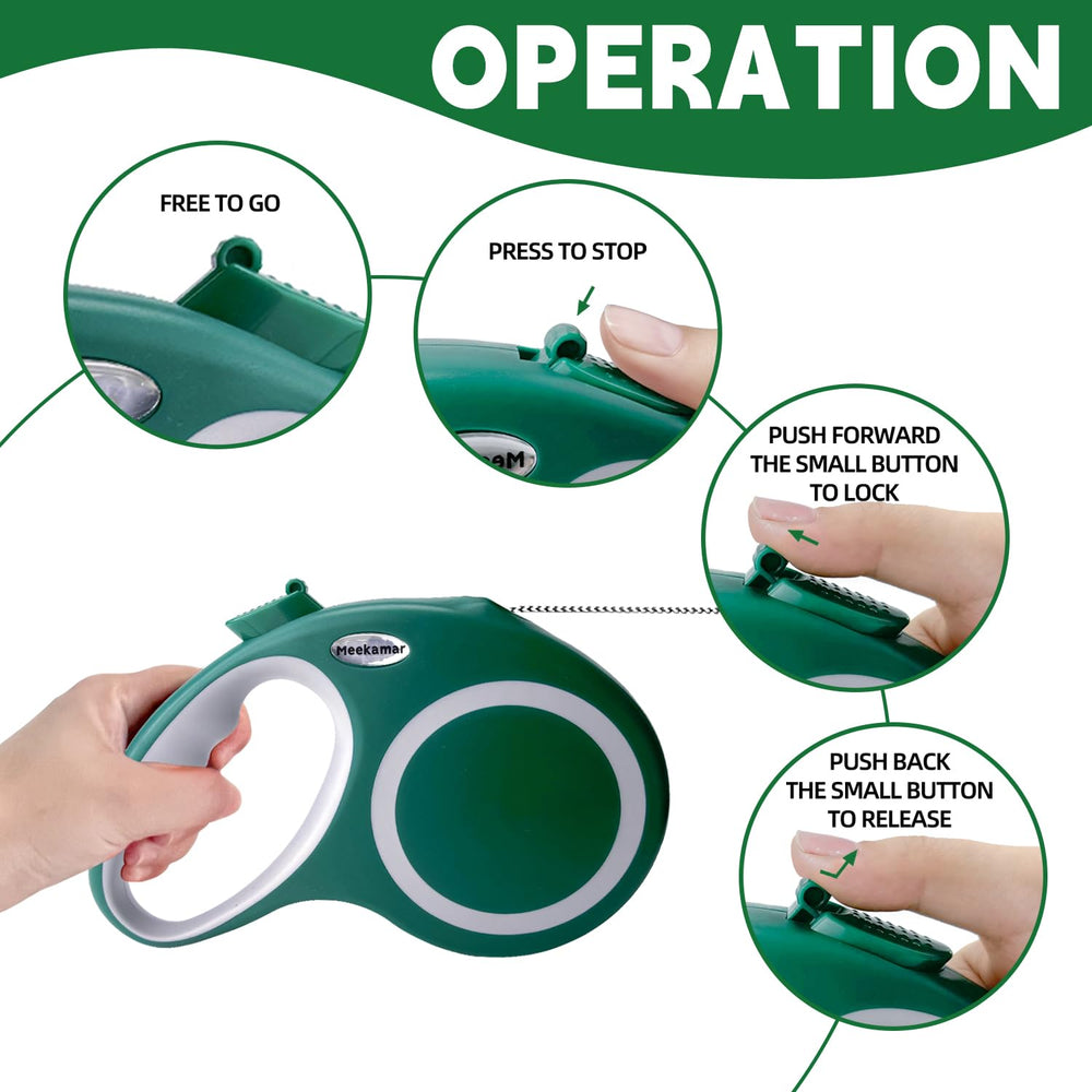 Meekamar leash with rust-proof swivel hook stays secure during strolls