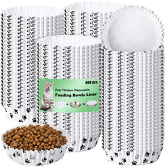 Meekoo 600-pack white paw bowl liners for quick cleanup after meals