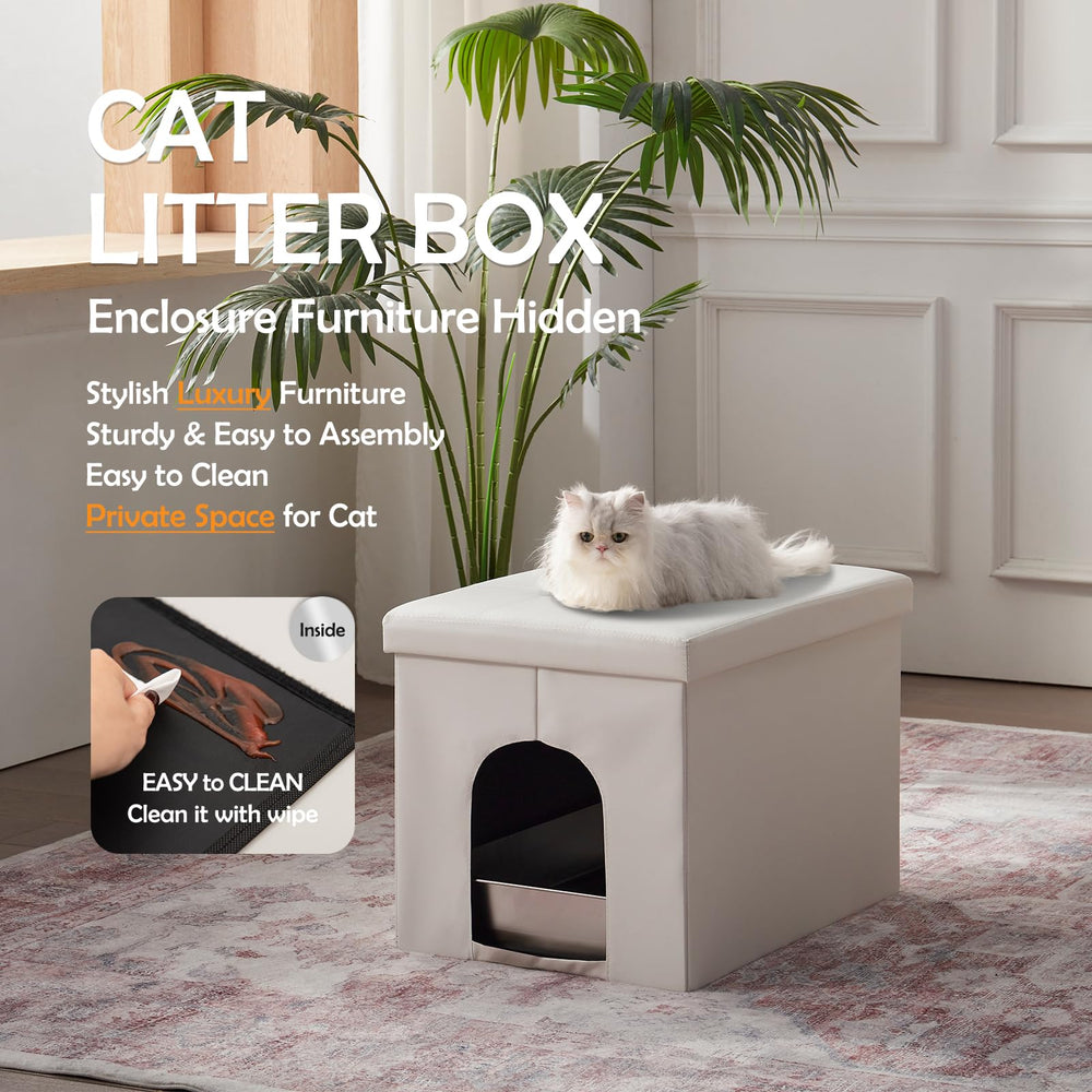 MEEXPAWS cat litter enclosure assembled view demonstrates quick setup.