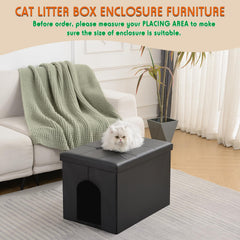 MEEXPAWS cat litter enclosure door entrance promotes cat privacy.
