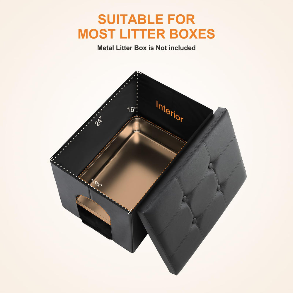MEEXPAWS cat litter enclosure interior waterproof panel for easy cleaning.