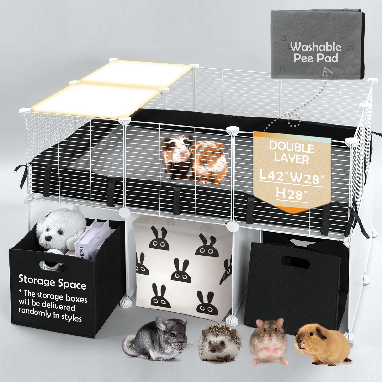 MEEXPAWS guinea pig playpen lid and top shelves aid potty training