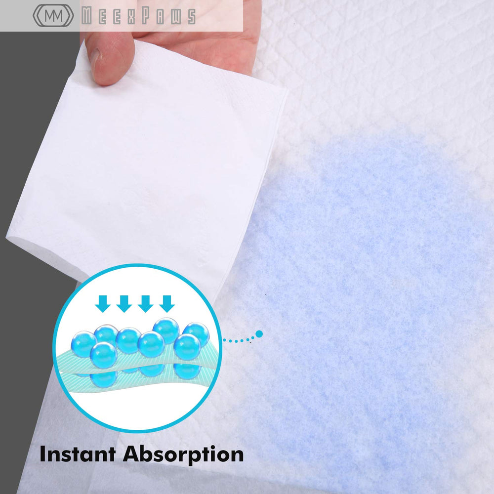 MEEXPAWS pee pad close-up showing high absorption capacity
