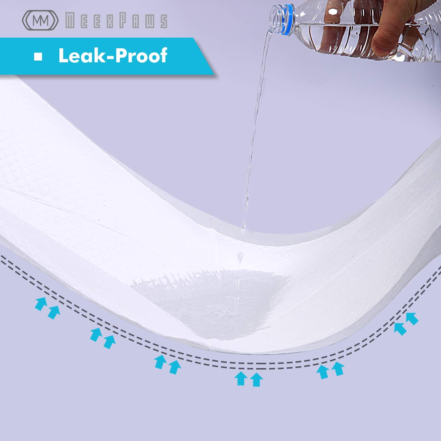 MEEXPAWS pad in-use shot with clear protection against leaks