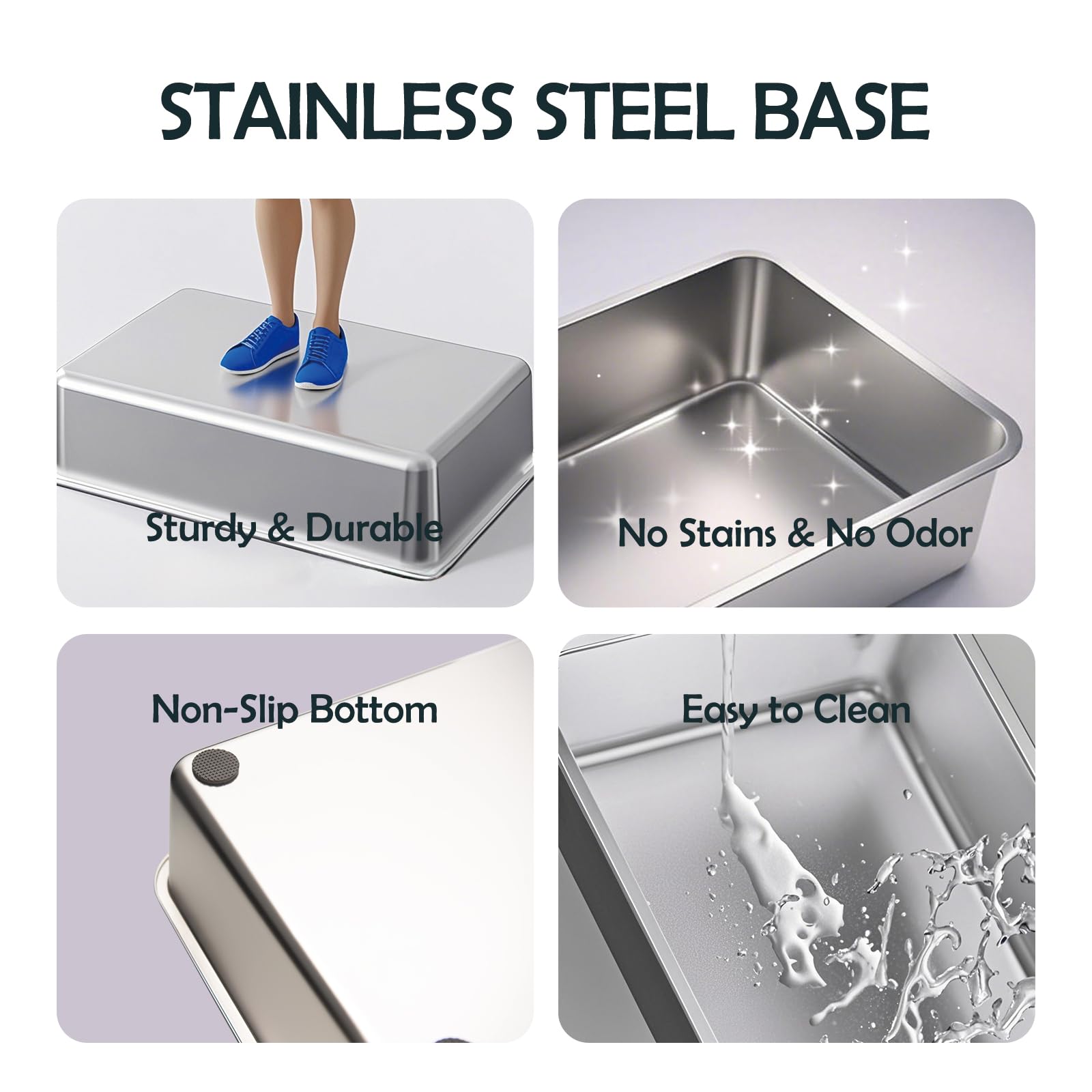 MEEXPAWS non-slip base keeps the litter box stable