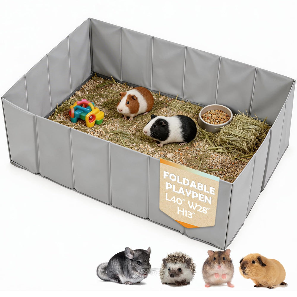 MEEXPAWS playpen folded compact for travel and storage.