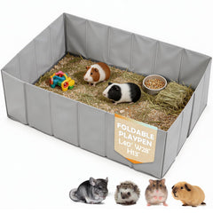 MEEXPAWS playpen folded compact for travel and storage.