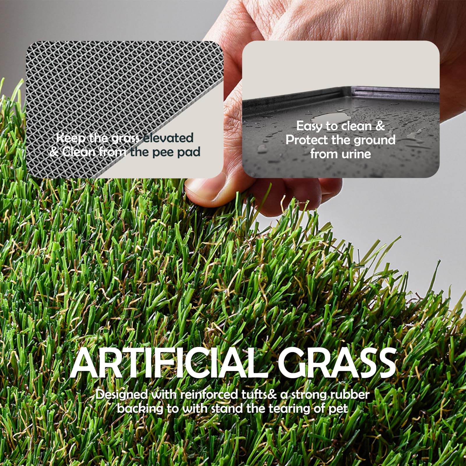 MEEXPAWS replacement grass pads ready for convenient rotation.