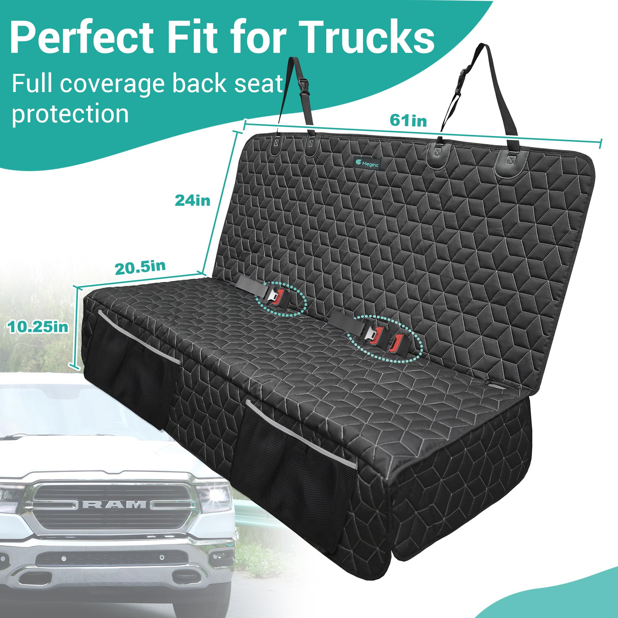 Meginc dog car seat cover machine washable for easy cleaning