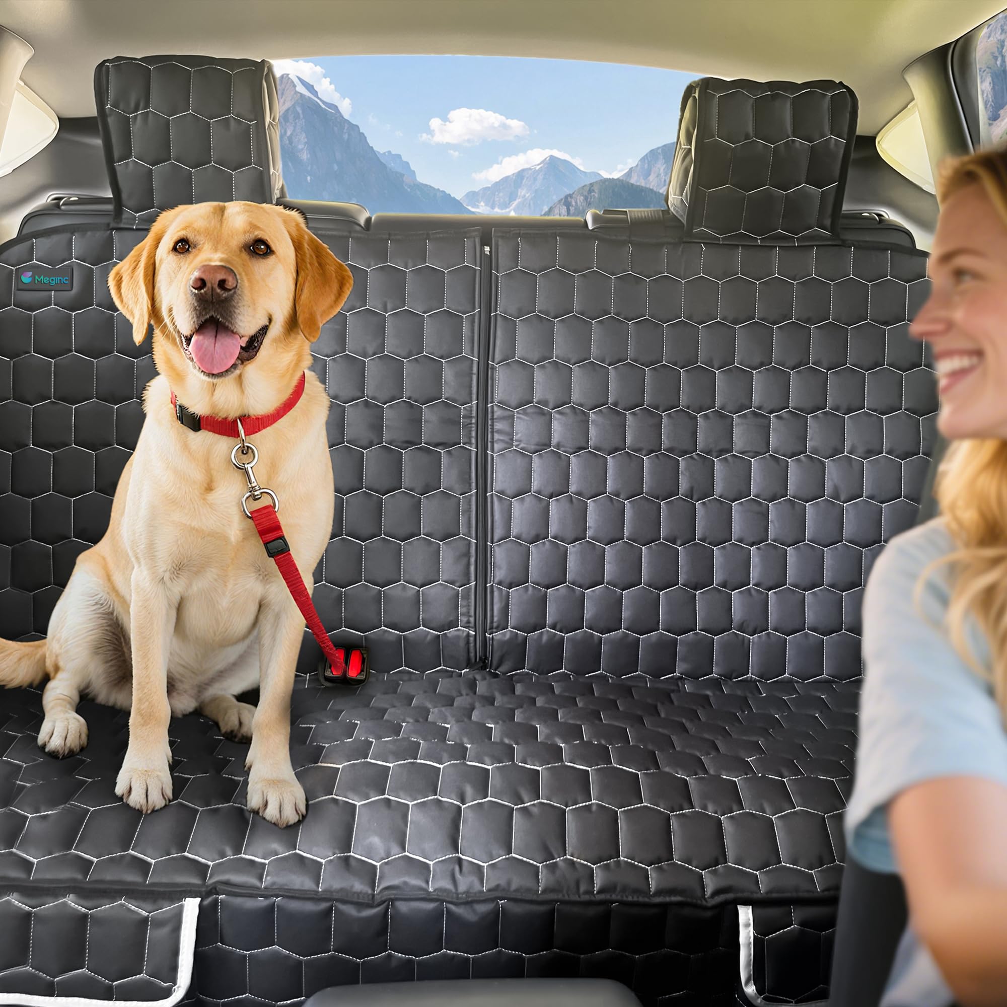 Meginc dog seat cover with non-slip bottom and anchors stays securely in place.