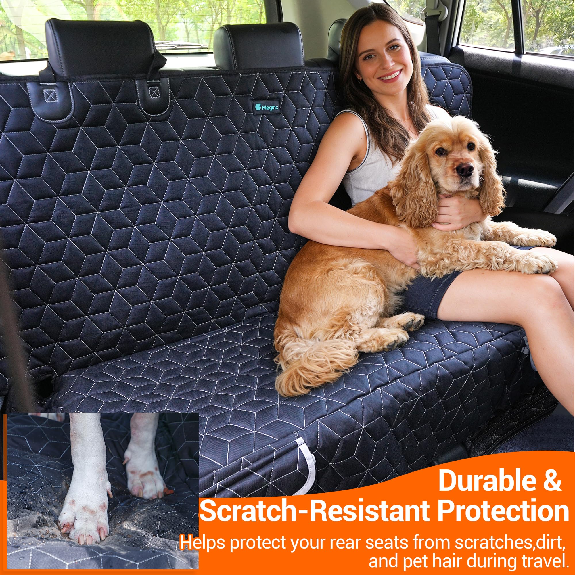 Meginc dog seat cover nonslip bottom prevents sliding during rides