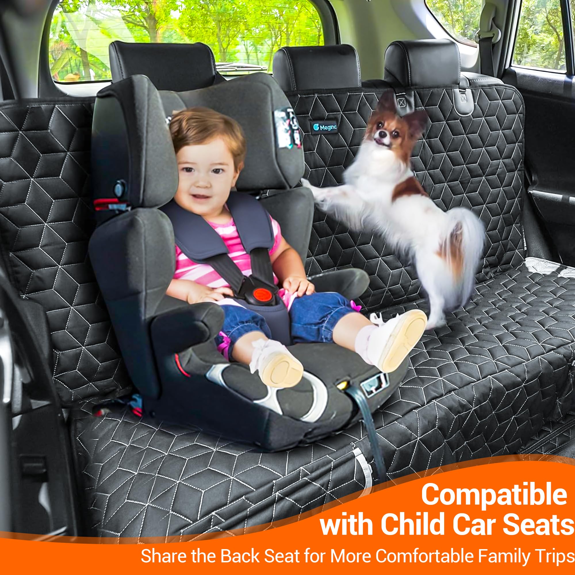 Meginc dog seat cover waterproof coverage keeps interior dry after spills