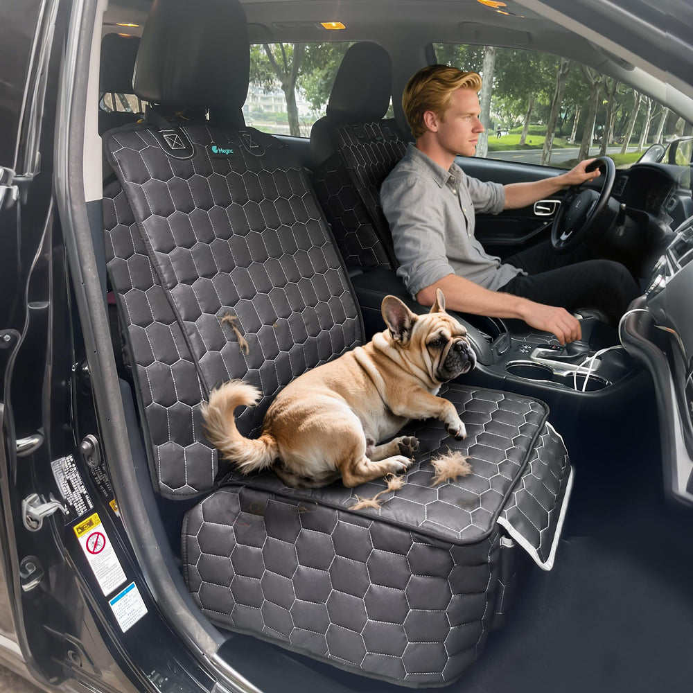 Meginc front seat covers with side flaps, extra protection for dogs during travel.