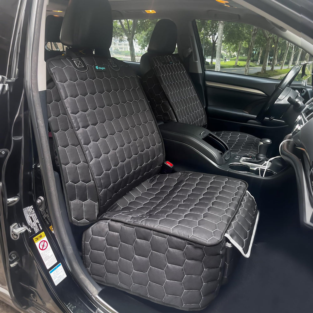Meginc waterproof front seat cover protects against hair, drool, and crumbs during travel.