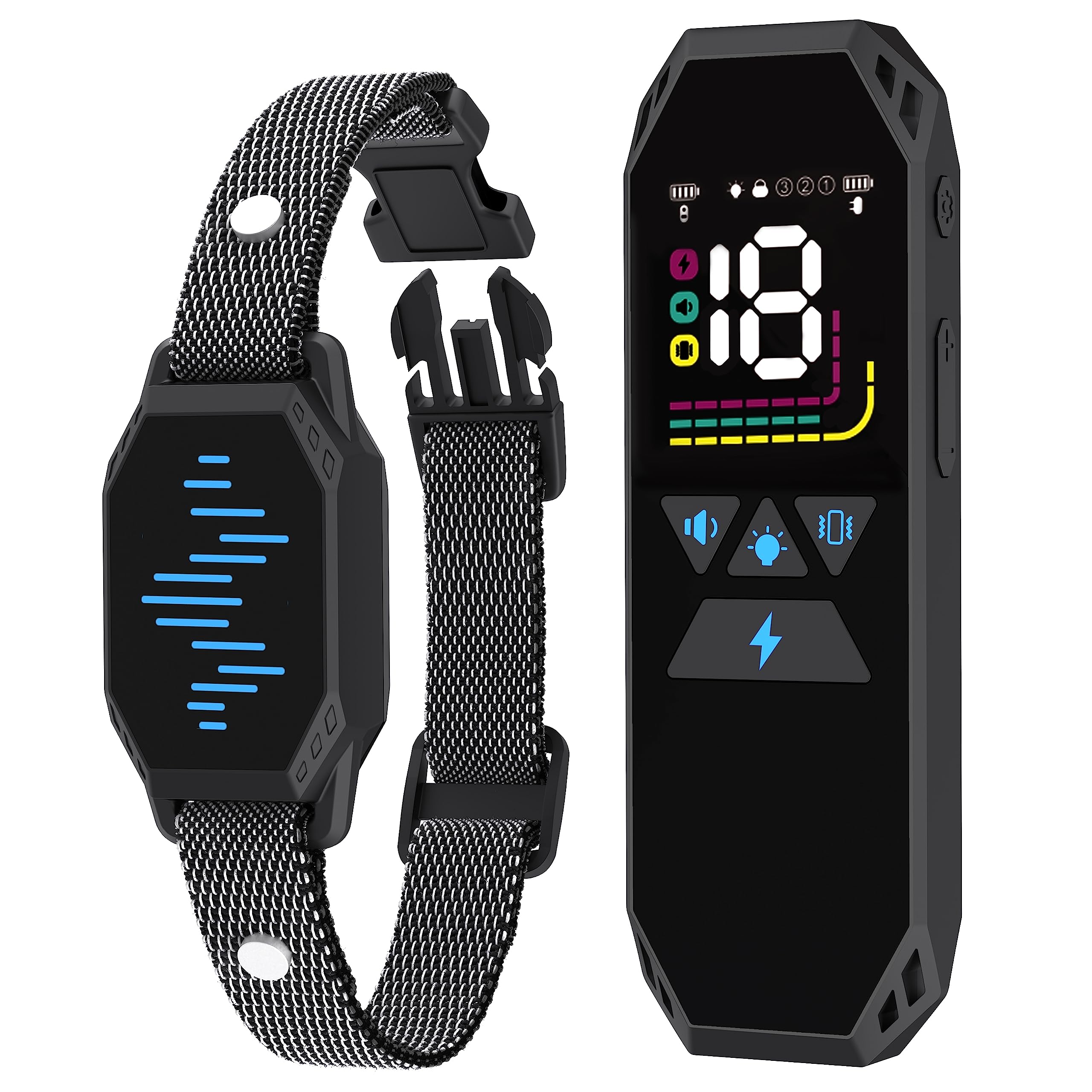 MEGWR dog collar and remote control for indoor and outdoor training.