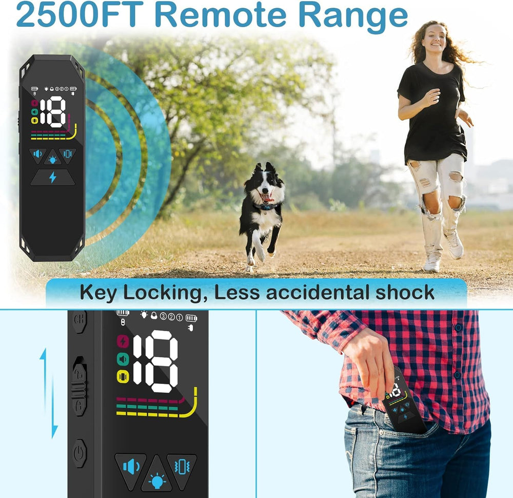 MEGWR dog-training-collar back view highlighting IP67 waterproof design.